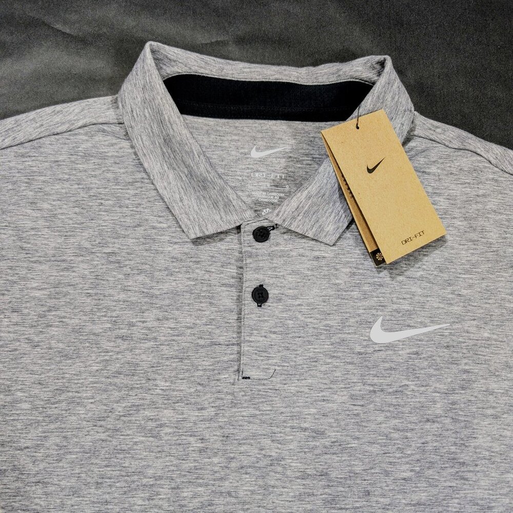 Nike Dri-FIT Tour Heathered Gray Golf Polo Shirt Men's Size 2XL FJ1643-325 Gray